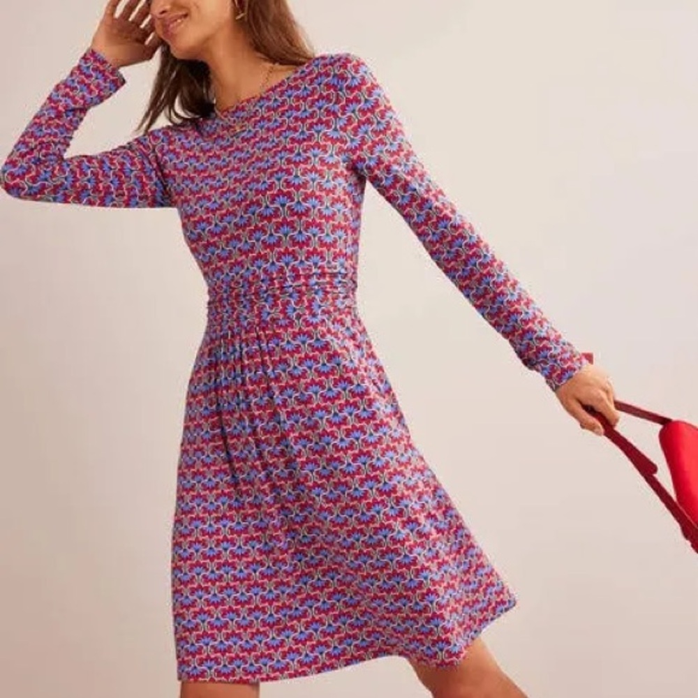 Boden Abigail Geo Petal Ecovero Jersey Dress Womens Size 6